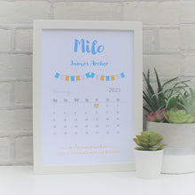 Load image into Gallery viewer, New Baby Birth details print in white frame