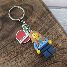Load image into Gallery viewer, Teacher LEGO® Minifigure Keyring Thank You Gift