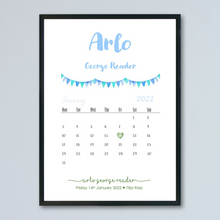 Load image into Gallery viewer, New Baby Birth Details black frame