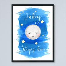 Load image into Gallery viewer, Baby boy sleep here black a4 frame
