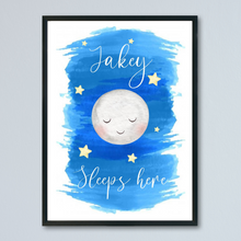 Load image into Gallery viewer, Baby boy sleep here black a4 frame