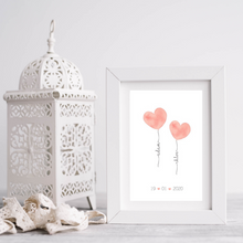 Load image into Gallery viewer, personalised couple balloon art print