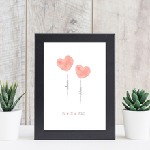 Load image into Gallery viewer, personalised couple balloon art print
