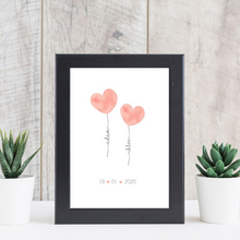 Load image into Gallery viewer, personalised couple balloon art print