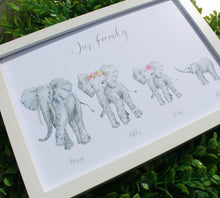 Load image into Gallery viewer, Personalised Elephant Family print