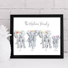 Load image into Gallery viewer, Personalised Elephant Family print
