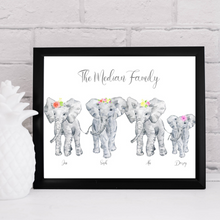 Load image into Gallery viewer, Personalised Elephant Family print
