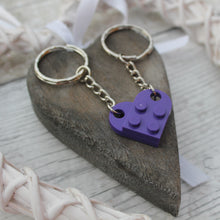 Load image into Gallery viewer, Lego heart keyring purple
