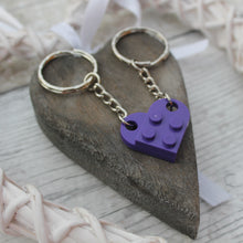 Load image into Gallery viewer, Lego heart keyring purple
