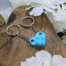 Load image into Gallery viewer, Lego heart keyring aqua blue
