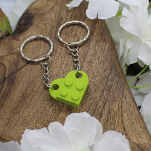 Load image into Gallery viewer, Lego heart keyring lime green