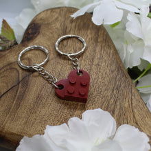 Load image into Gallery viewer, Lego heart keyring dark red
