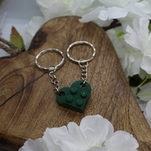 Load image into Gallery viewer, Lego heart keyring dark green
