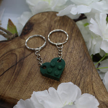 Load image into Gallery viewer, Lego heart keyring dark green