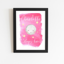 Load image into Gallery viewer, Baby girl sleep here in black a4 frame