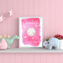 Load image into Gallery viewer, Baby girl sleep here in white a4 frame