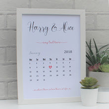 Load image into Gallery viewer, Anniversary Calender print a4 white frame
