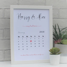 Load image into Gallery viewer, Anniversary Calender print a4 white frame
