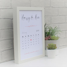 Load image into Gallery viewer, Anniversary calender print a4 white frame
