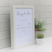 Load image into Gallery viewer, Anniversary calender print a4 white frame