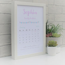 Load image into Gallery viewer, New Baby Girl birth details in white frame