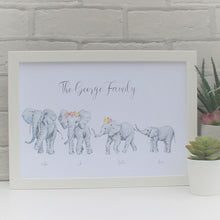 Load image into Gallery viewer, Elephant family watercolour print