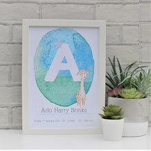 Load image into Gallery viewer, Personalised Newborn Giraffe Print