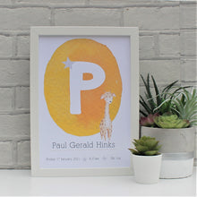 Load image into Gallery viewer, Personalised Newborn Giraffe Print