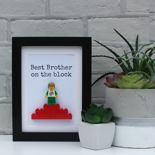 Best Brother on the Block! Lego Frame Black