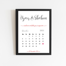 Load image into Gallery viewer, Couples anniversary print in black a4  frame
