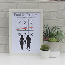Load image into Gallery viewer, Couple hearts and crosses print - white frame