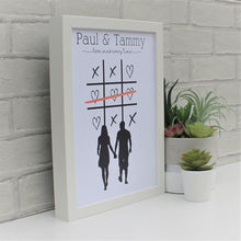 Load image into Gallery viewer, couples hearts and crosses print in white frame