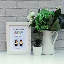 Load image into Gallery viewer, I'd walk over lego for you minifigure frame