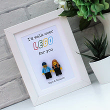 Load image into Gallery viewer, I&#39;d walk over lego for you minifigure frame in white
