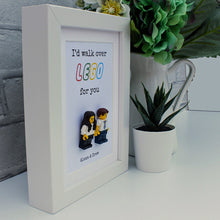 Load image into Gallery viewer, I&#39;d walk over lego for you minifigure white frame
