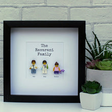 Load image into Gallery viewer, Personalised Lego family of 3 -  black frame
