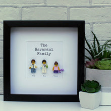 Load image into Gallery viewer, Personalised Lego family of 3 -  black frame