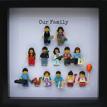 Load image into Gallery viewer, Personalised Lego family of 13 in a black frame
