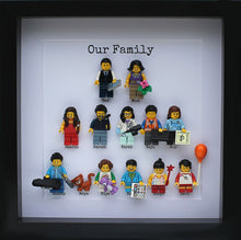 Load image into Gallery viewer, Personalised Lego family of 13 in a black frame