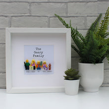 Load image into Gallery viewer, Personalised Lego family of 5 white frame 
