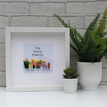 Load image into Gallery viewer, Personalised Lego family of 5 white frame