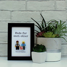 Load image into Gallery viewer, Personalised Made for each other couples lego figure black frame
