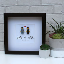 Load image into Gallery viewer, Mr & Mr Personalised minifigure Wedding day celebration black frame