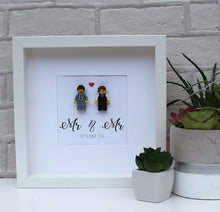 Load image into Gallery viewer, Mr & Mr Personalised minifigure Wedding day celebration white frame