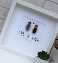 Load image into Gallery viewer, Mr & Mr Personalised minifigure Wedding day celebration white frame