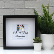 Load image into Gallery viewer, Mr & Mrs Personalised minifigure Wedding day celebration black frame