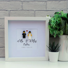 Load image into Gallery viewer, Mr & Mrs Personalised minifigure Wedding day celebration white frame