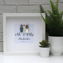 Load image into Gallery viewer, Mr & Mrs Personalised minifigure Wedding day celebration white frame