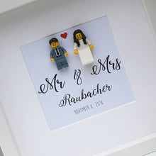 Load image into Gallery viewer, Mr &amp; Mrs Personalised minifigure Wedding day celebration frame
