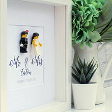 Load image into Gallery viewer, Mr &amp; Mrs Personalised minifigure Wedding day celebration frame
